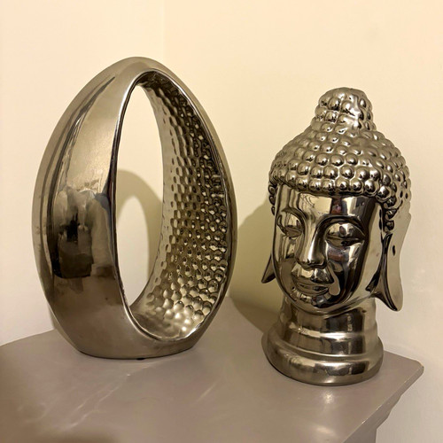Silver buddha head - buddha,
