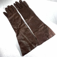 Vintage Long Soft Leather Formal Gloves Chocolate Brown Womens Size 7