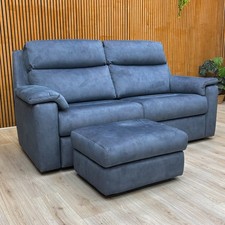 Furniture Village G Plan 'Thornbury' 3 Seater Sofa Footstool Indigo Blue Velvet