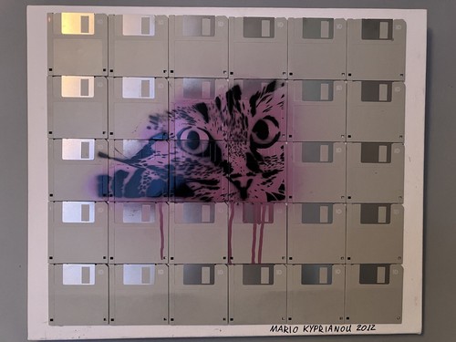 Stencil cat urban art - cat,
