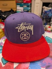 STUSSY X STARTER SNAPBACK CAP PURPLE RED LiNK STOCK LOGO CAPZ