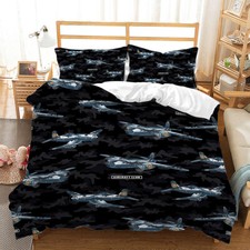 Military Theme Fighter Plane Helicopter Camouflage Duvet Quilt Cover Bedding Set