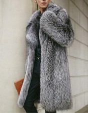 Men's Faux Fox Fur Coat Long