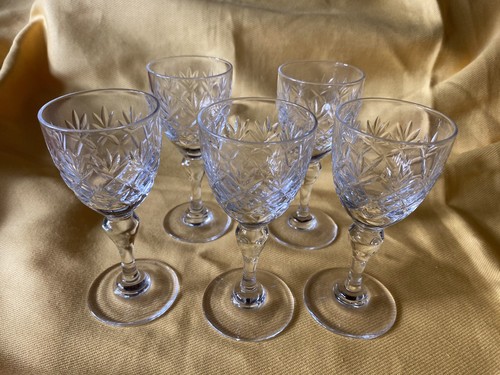 Cut glass sherry glasses - cut, x