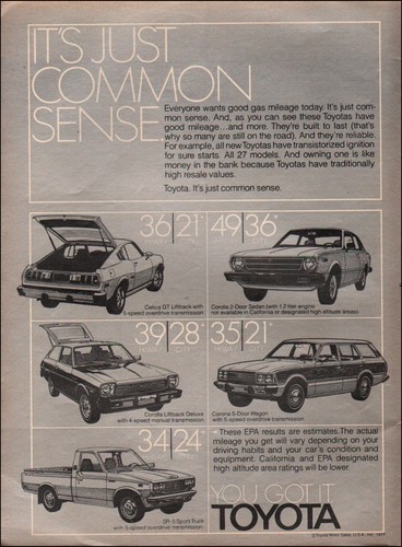 1977 vintage toyota - vintage, ad