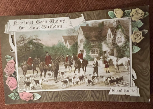 Antique postcard horse and - antique,