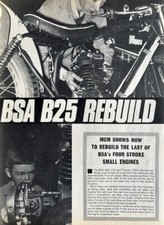BSA B25 ENGINE REBUILD ORIGINAL 1974 B/W 3 PAGE ARTICLE