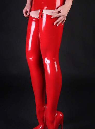 Red latex long stockings - long,