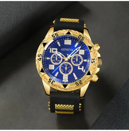 Watch gold blue and black - gold,
