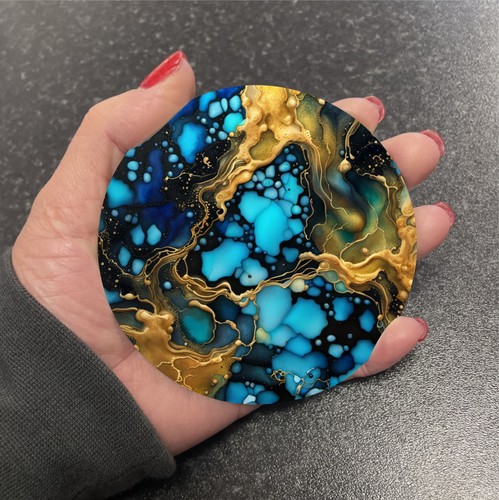 Blue gold alcohol ink faux - ink,