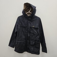 Barbour Durham Waterproof Wax Lightweight Country Navy Hooded Coat Jacket UK 10