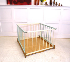 Vintage Folding playpen childs or dog pen 1960s wooden retro design retro design