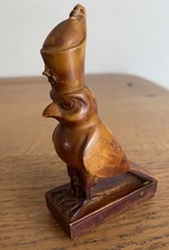 Vintage Ancient Egyptian style God Horus Figurine Idol Protection Carved Bird 