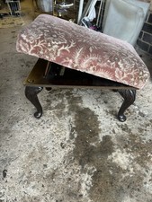Footstool Pink Floral Resin Queen Ann Legs 2 Tilt Positions Vintage
