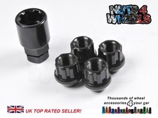 4 x Black Locking Wheel Nuts