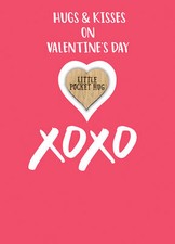 Hugs & Kisses Love In Your Pocket Valentines Day Card & Gift Greeting Card