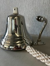 BELL WALL MOUNTED CHROME WITH BRACKET 7" LAST ORDERS SHIP SCHOOL MANCAVE  BOXED