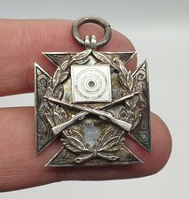 Art Deco Sterling Silver Rifle Shooting Club Fob Medal Joshua Horton & Son 1932
