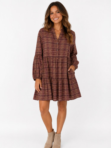 Max studio plaid tiered dress - studio,