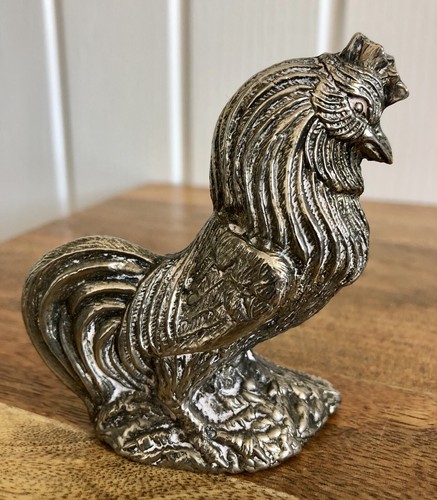 Vintage pewter metal rooster - pewter,