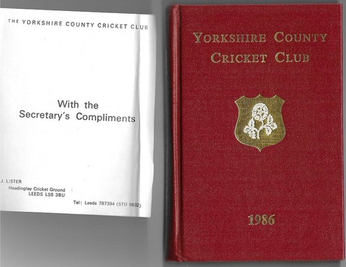 1986 yorkshire county cricket - county,
