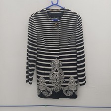 Vintage Louis Feraud Jacket Womens Size UK 12 Black White Silk Cotton RMF30-CAP