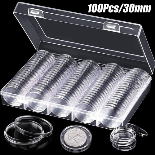 100x 30mm coin cases capsules - 30mm,