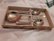 Resilco Rustless Nickel Silver Dessert Spoon Set Made In Sheffield Boxed Vintage