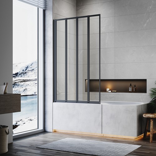 Over bath shower screen black - over,