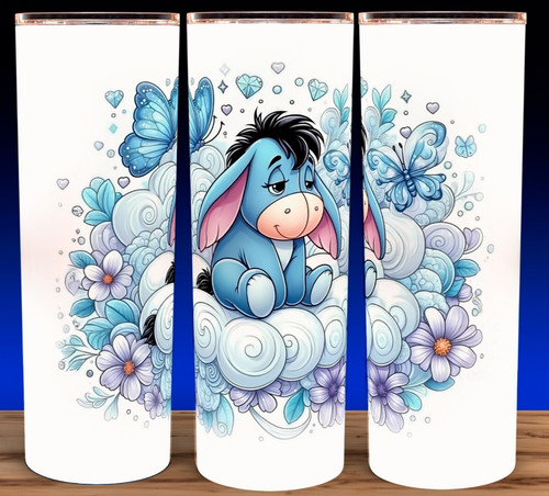 Eeyore blue butterfly floral - blue,