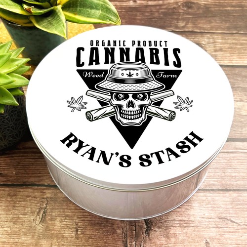 Round skull cannabis leaf - skull,