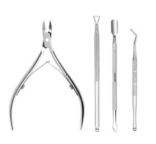 4 Pc Set Cuticle Nippers Trimmer Clipper Remover Cuticle Pusher Stainless Steel