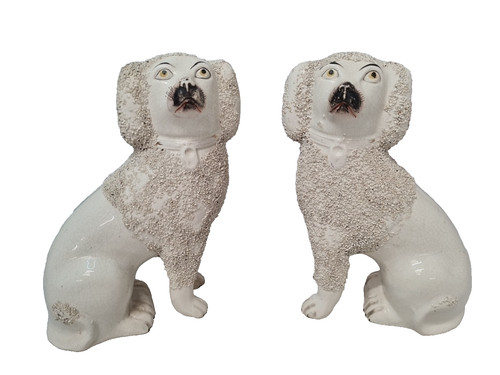 Staffordshire poodles pair - staffordshire,