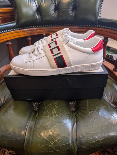 Gucci mens white leather