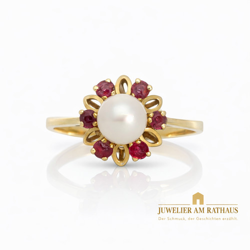 Vintage pearl ring 585 yellow - 585,