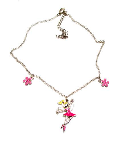 Pink dancing girl necklace - dancing,