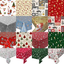 Christmas Xmas Festive Wipe Clean Easycare PVC Oilcloth Tablecloth Table Vinyl