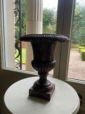 Large Vintage Bronze Copper Effect Garden Urn Corinthian Pedestal Antique Style