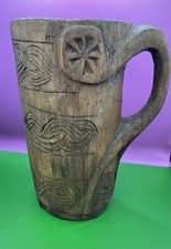Primitive Wooden Hand Carved Yak Milk Jug Pail, Nepal /Tibet