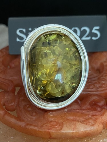 Solid silver and genuine amber - silver,