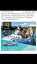 Intex Excursion 4 Inflatable Boat + Motor + Leisure Battery + Accessories