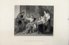 Original Old Antique Print