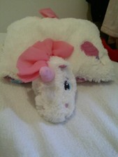 Pillow Pets White & Pink Magical Unicorn Soft Cushion 13" By 11"