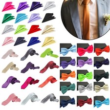 Men's Neck Tie/ Bow Tie/ Handkerchief Pocket Square Set Wedding Anniversary Gift
