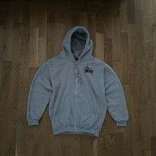 Grey Stussy Reworked Zip-Up Hoodie Size M