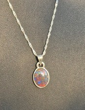 Natural Black Opal Pendant With 50cm 925 Sterling Twisted Curb  Necklace 
