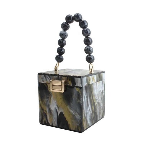 Marble brown lucite - lucite, box