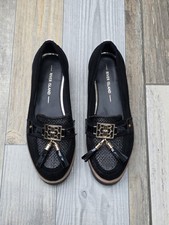 River Island Womens Loafers Uk 3 Eur 36 Suede And Leather Black And Gold