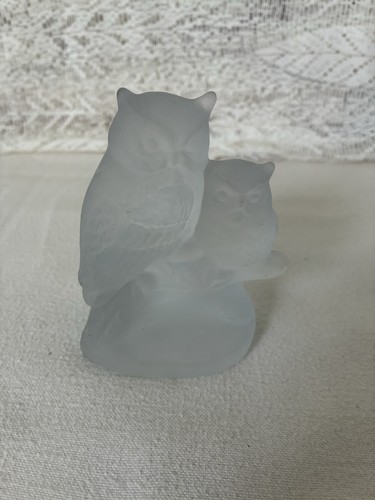 Vintage frosted glass owl and - glass,