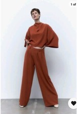 ZARA WRAPAROUND COLLAR TOP & PALAZZO TROUSERS WITH DARTS CO ORD SET Size M